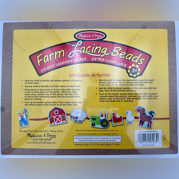 Melissa & Doug Farm Lacing Beads With 13 Wooden Beads and 1 Sturdy Lace - Picture 2 of 4
